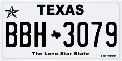 TX license plate BBH3079