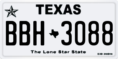 TX license plate BBH3088