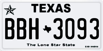 TX license plate BBH3093