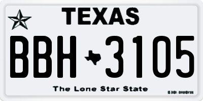 TX license plate BBH3105
