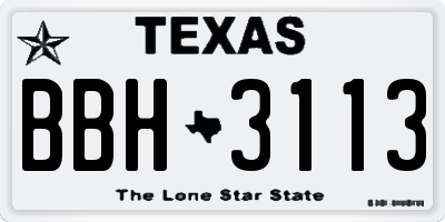 TX license plate BBH3113