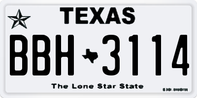 TX license plate BBH3114