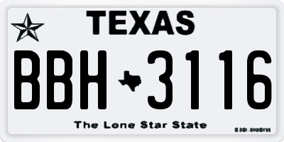 TX license plate BBH3116