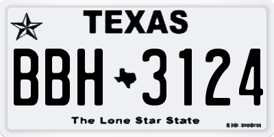TX license plate BBH3124