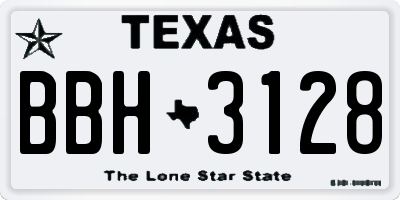 TX license plate BBH3128
