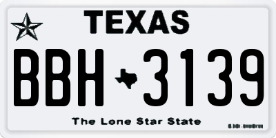 TX license plate BBH3139
