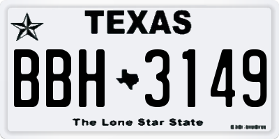 TX license plate BBH3149