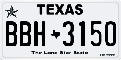 TX license plate BBH3150