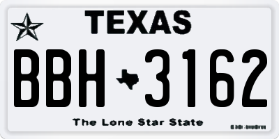 TX license plate BBH3162