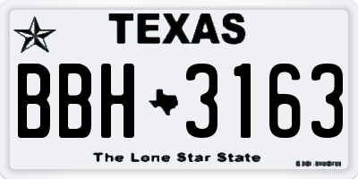 TX license plate BBH3163
