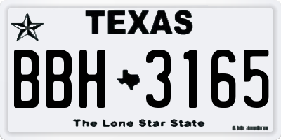 TX license plate BBH3165