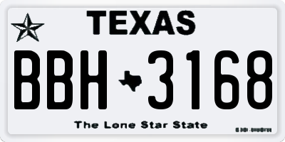 TX license plate BBH3168