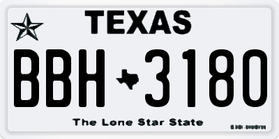 TX license plate BBH3180