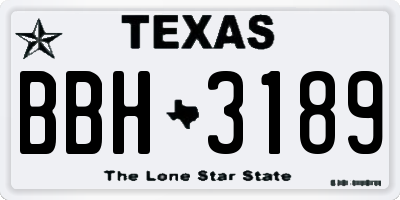 TX license plate BBH3189
