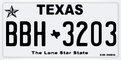 TX license plate BBH3203