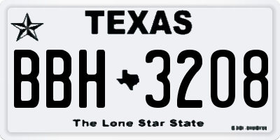 TX license plate BBH3208