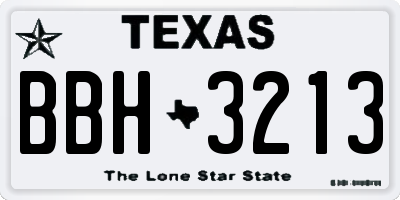 TX license plate BBH3213