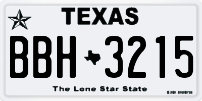 TX license plate BBH3215