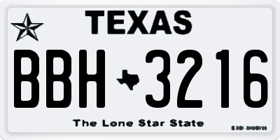 TX license plate BBH3216