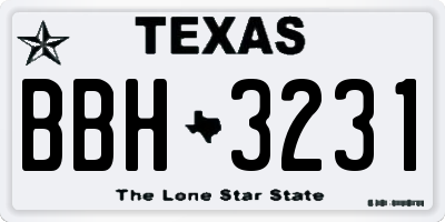 TX license plate BBH3231