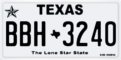 TX license plate BBH3240