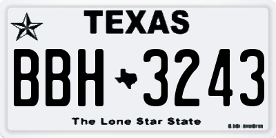 TX license plate BBH3243