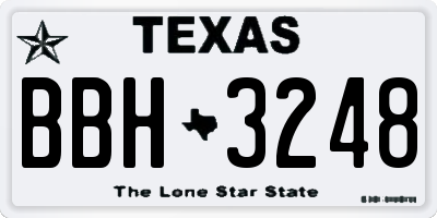 TX license plate BBH3248