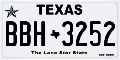 TX license plate BBH3252