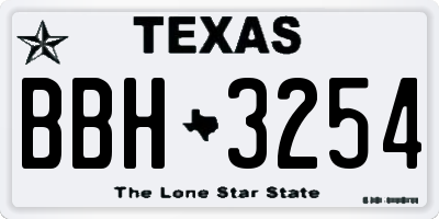 TX license plate BBH3254