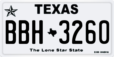 TX license plate BBH3260