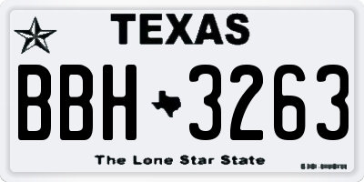 TX license plate BBH3263