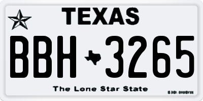 TX license plate BBH3265