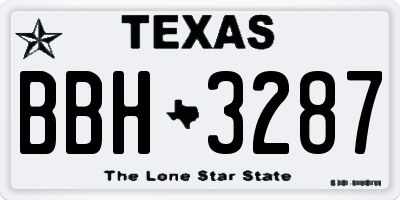 TX license plate BBH3287