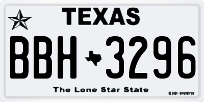 TX license plate BBH3296