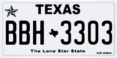 TX license plate BBH3303