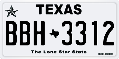 TX license plate BBH3312