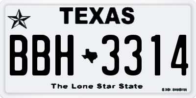 TX license plate BBH3314