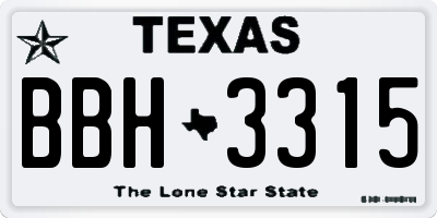 TX license plate BBH3315