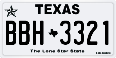 TX license plate BBH3321