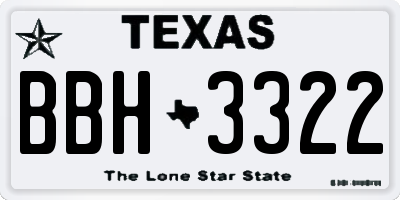 TX license plate BBH3322