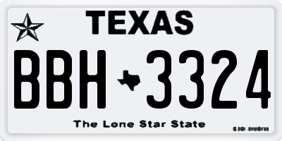 TX license plate BBH3324