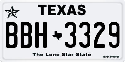 TX license plate BBH3329