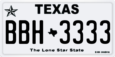 TX license plate BBH3333