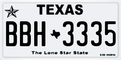 TX license plate BBH3335