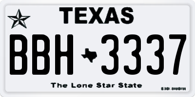 TX license plate BBH3337