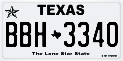 TX license plate BBH3340