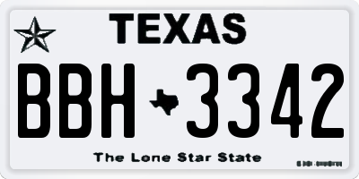 TX license plate BBH3342