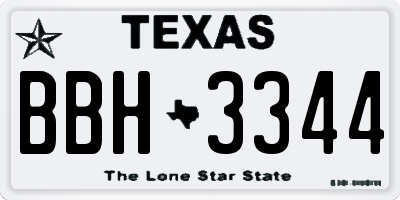 TX license plate BBH3344