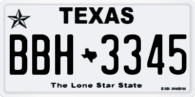 TX license plate BBH3345