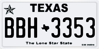 TX license plate BBH3353